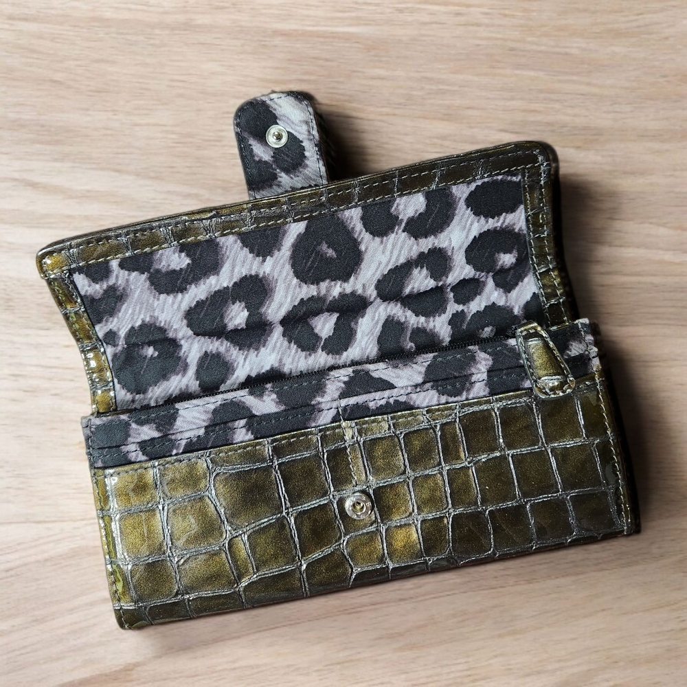 **Brighton Barbados Bronze Croc-embossed Patent Leather Wallet - Picture 3 of 3